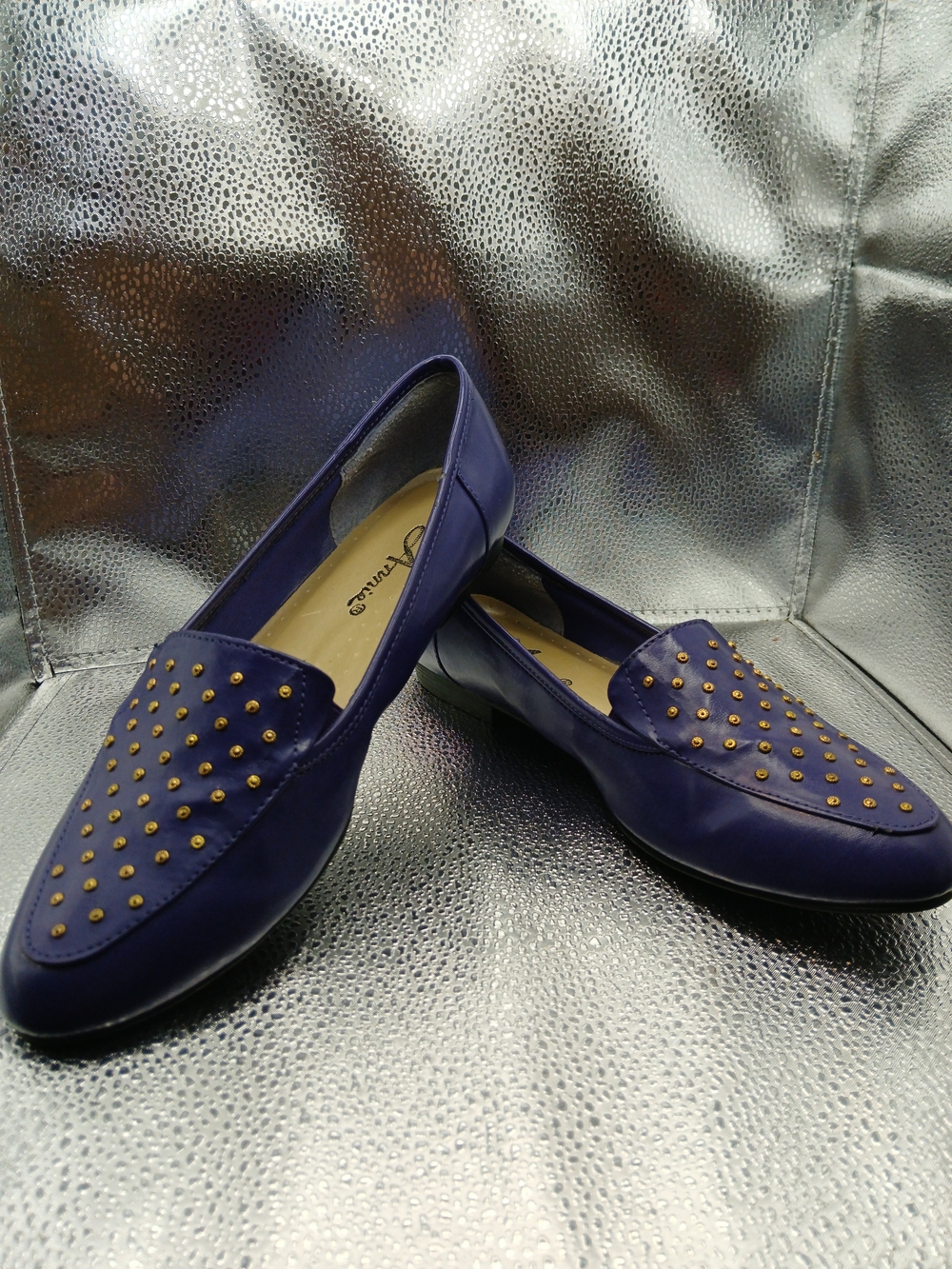 Annie Purple Loafers with Gold Stud Accents Women's Size 8.5